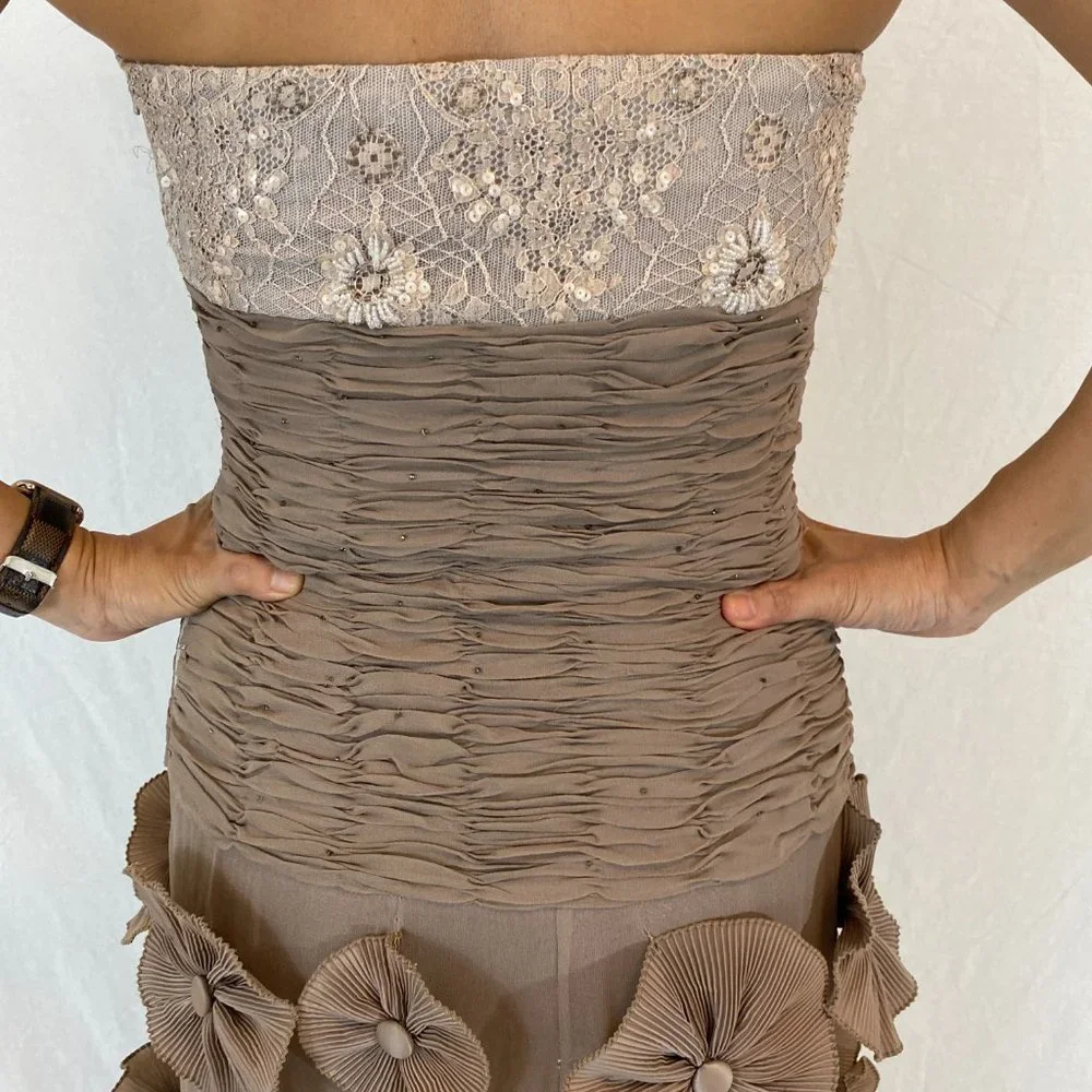 Sue Wong Tan Strapless Elegant Gown - Picture 6 of 8